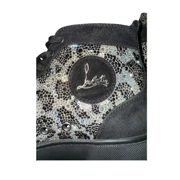 Christian Louboutin Louis Strass Crystal Leopard High Top Sneaker Womens size 39 - Picture 8 of 11
